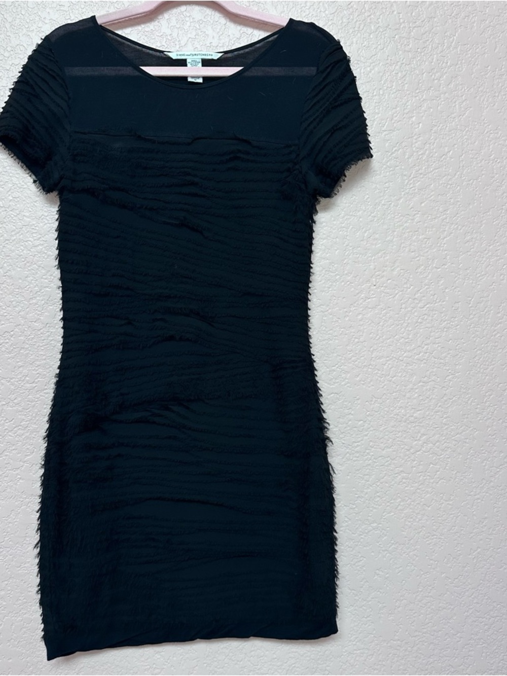 Diane Von Furstenberg Black Textured Mini Dress